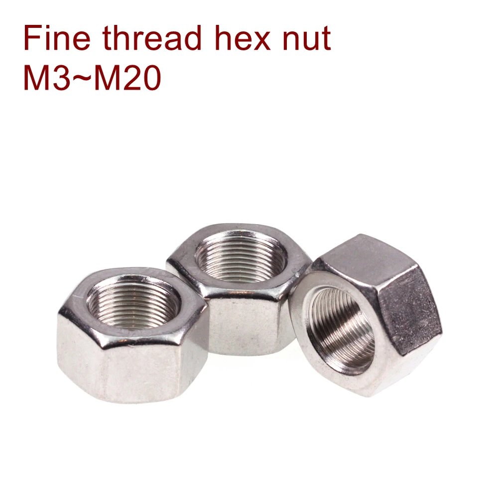 DIN934 Feine gewinde hex mutter M3 ~ M20 edelstahl SUS 304 M6 * 0.75,M8 * 1.0, m10 * 1.0/1.25,M12*1.0/1.25/1.5,M14 * 1.5, m16 * 1.5,M20*1,5 Image