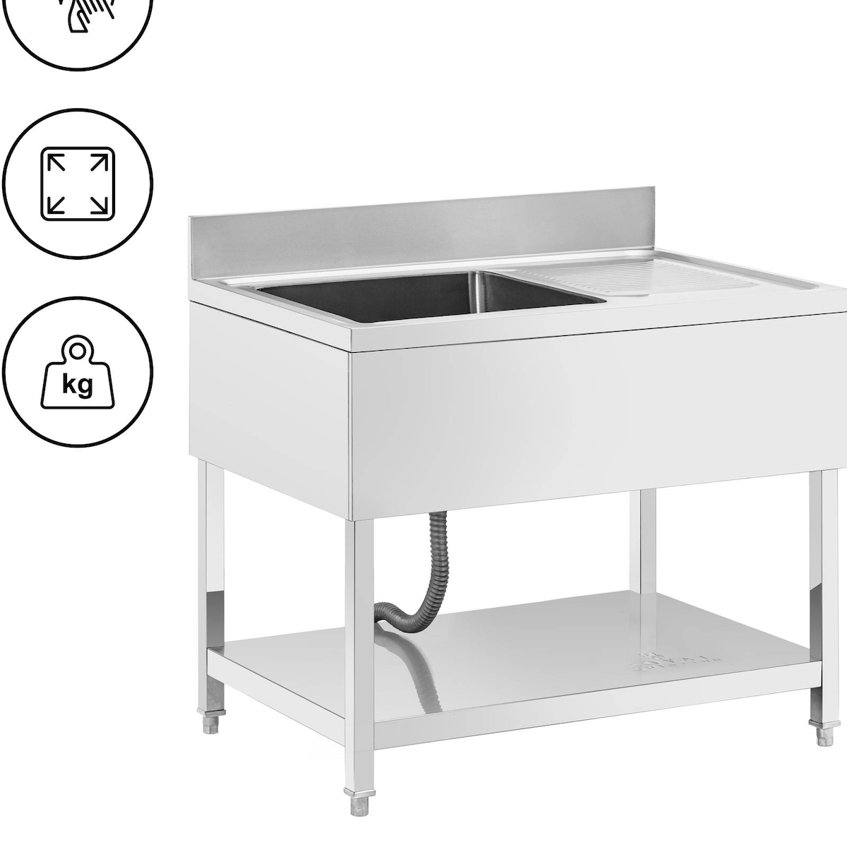Royal Catering Spültisch - 1 Becken - Edelstahl - 100 x 70 cm - Image
