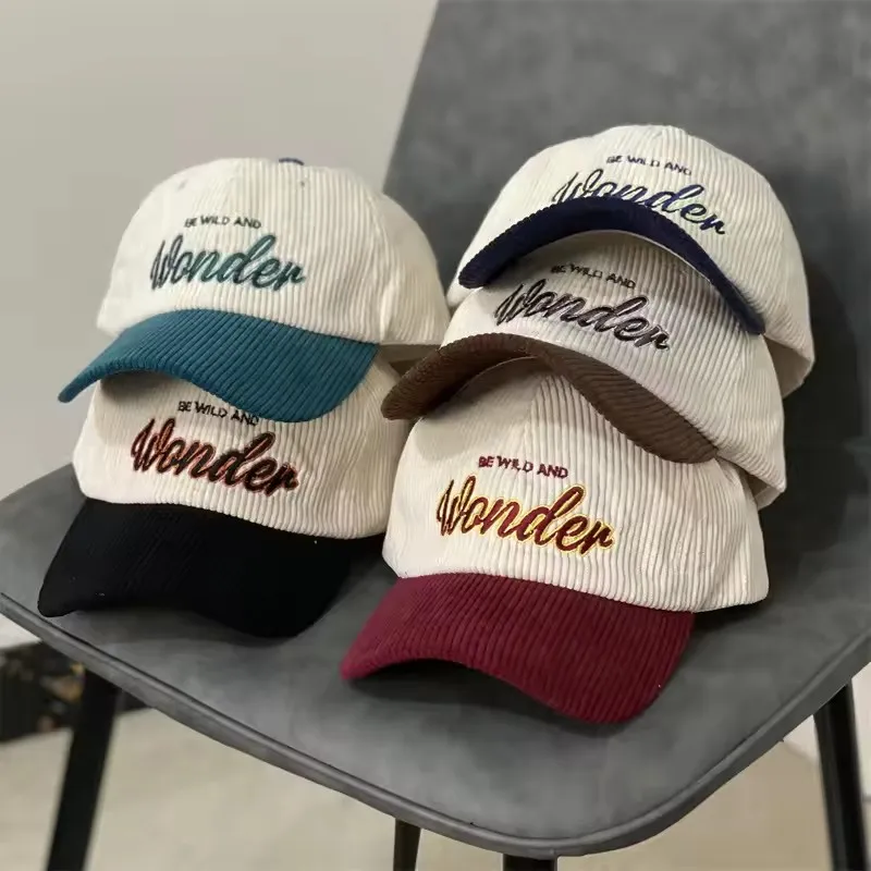 Cappello da donna Lettera Ricamo Berretto da baseball in velluto a coste vintage Autunno e inverno Cappello caldo Uomo Donna Cappello hip-hop fresco Bone Gorras
