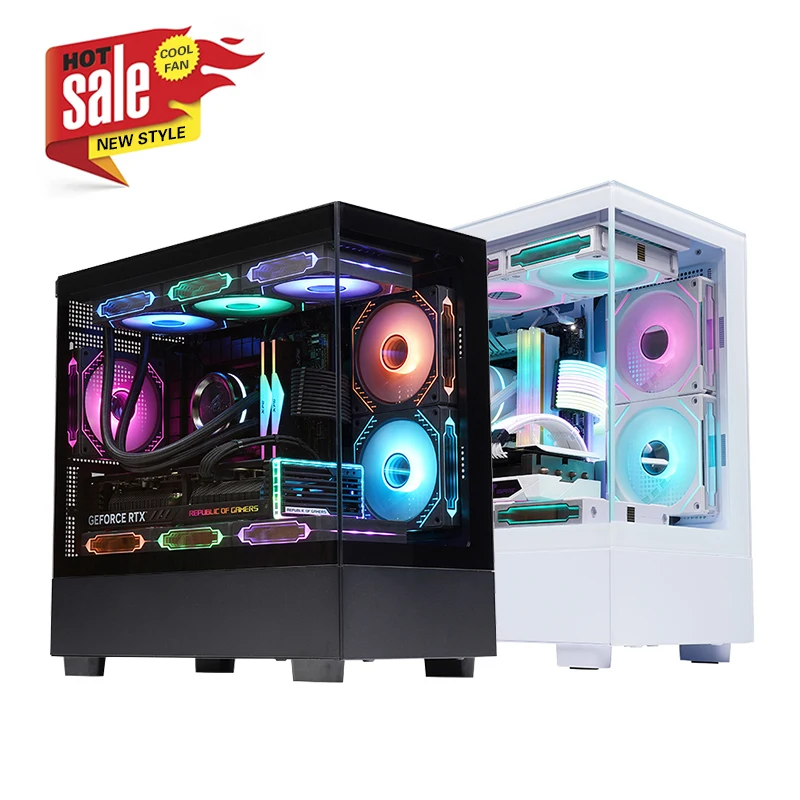 Boîtier de jeu Micro ATX de haute qualité, panneau en verre trempé, tour moyenne, boîtier d