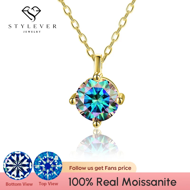 Luxuriöse 18k Gold Mehrfarbige Zertifizierte Moissanit-Diamant-Anhänger-Halskette für Damen 925 Sterling Silber Hochzeitsschmuck Image