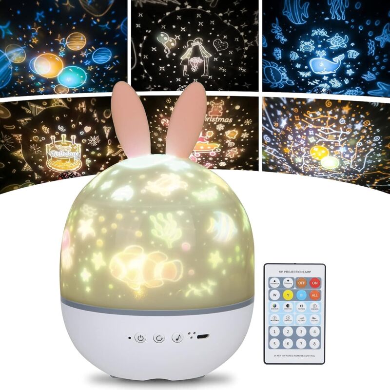 Lampada Proiettore Di Stelle Per Bambini, Luce Notturna Per Neonati, Lampada Proiettore Di Stelle, Luce Notturna Per Bambini, Rotazione A 360°, Telecomando E Timer, Lampada Notturna Luminosa E Musical