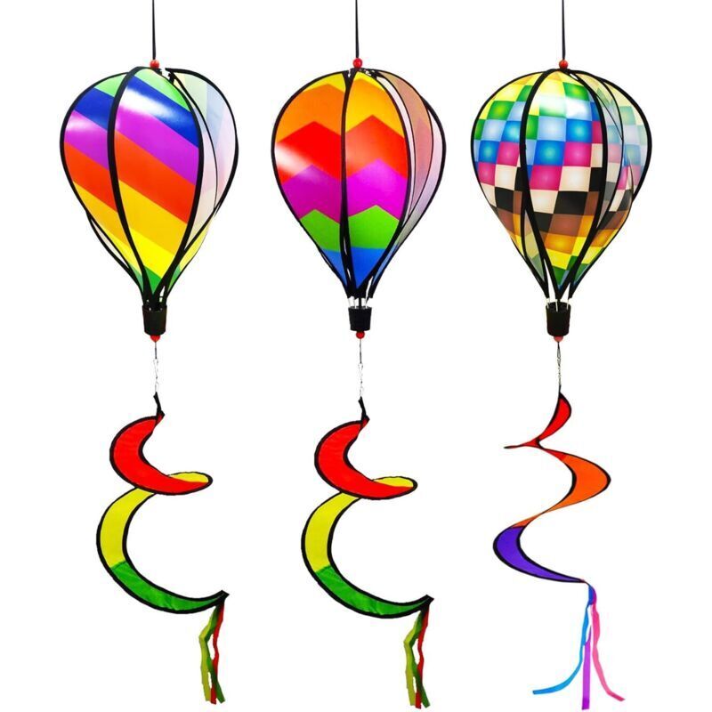 Mongolfiera Arcobaleno Da 130 Cm Per Giardino, Mulini A Vento, Manica A Vento A Strisce Arcobaleno, Decorazione Rotante Con Paillettes Per Patio.
