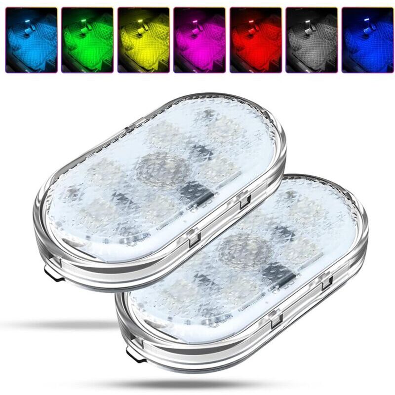 Luci Interne Per Auto Rgb Da 2 Pezzi, Luci Interne Per Auto Con Interruttore Touch, Luci Interne Per Auto A Led, Illuminazione Ambientale Multicolore Per Auto Con Porta Usb
