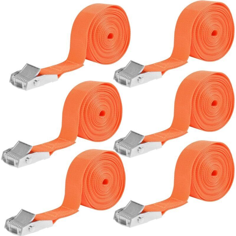 Set Di 6 Cinghie Di Fissaggio, Cinghia A Cricchetto Da 25 Mm X 4 M, Capacità Di Carico 250 Kg, Cinghie Per Bagagliaio, Cinghia Per Box Da Tetto, Cinghia Di Serraggio, Cinghia Di Fissaggio Per Portapac