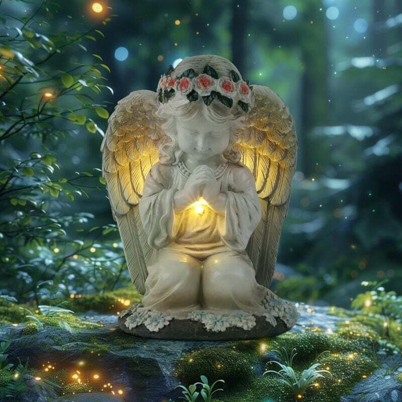 Ulisem Solar Angel Lights, Lampada Solare A Forma Di Angelo In Preghiera, Scultura Di Angelo Fatato, Luci Per Cimitero Alimentate A Energia Solare, Decorazione Da Giardino Per Esterni Per Cimitero (20