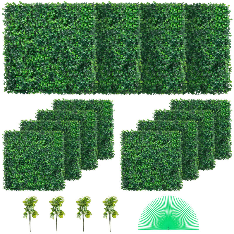 12pcs Pannello Di Bosso Artificiale Uv 20x20" 4cm Verde Siepe Muro Pannelli Finta Erba Sfondo Privacy Recinzione Per Interni Esterni Giardino Cortile Decorazione - Mophorn