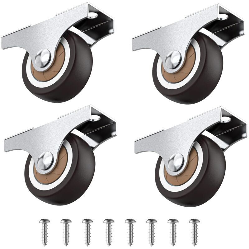 Set Di 4 Piccole Rotelle Fisse Da 32 Mm Per Mobili, Mini Rotelle In Gomma Morbida, Rotelle Fisse, Rotelle Per Mobili, Portata Totale 45 Kg, Per Elettrodomestici, Attrezzature E Casse
