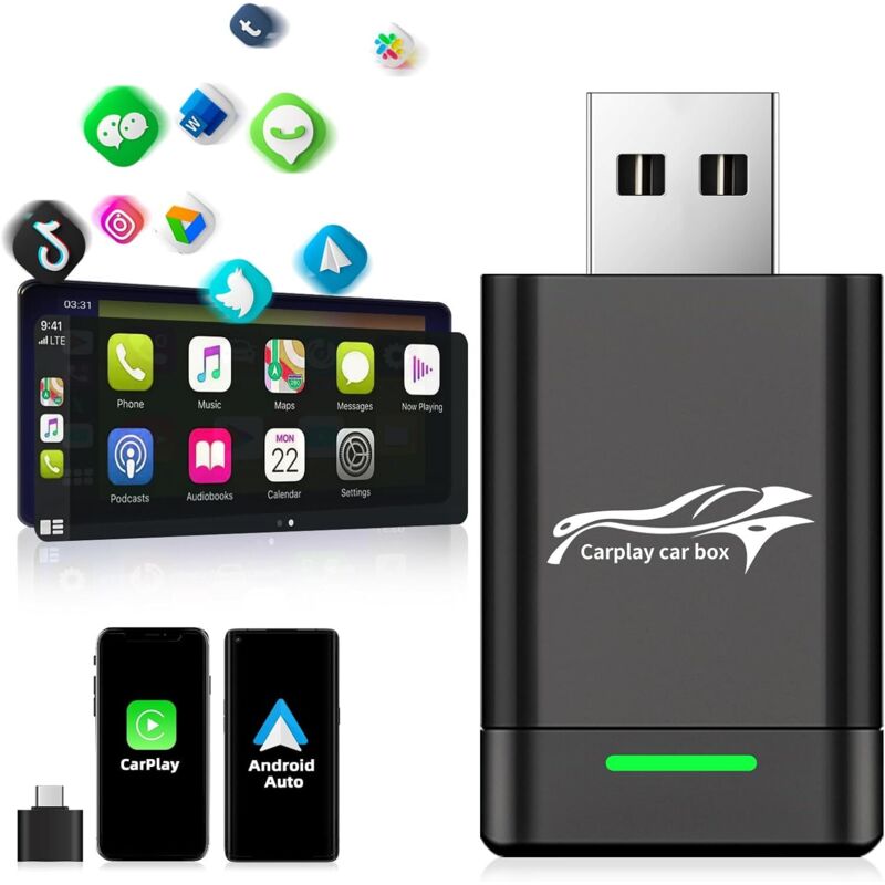 Wireless Carplay E Adattatore Wireless Per Android Auto, Dongle Wireless Carplay 2 In 1 Converte Carplay Cablato In Wireless, Wifi 5g, Plug & Play, Dongle Car Play Per Ios 10+ E Android 11+ Controllo