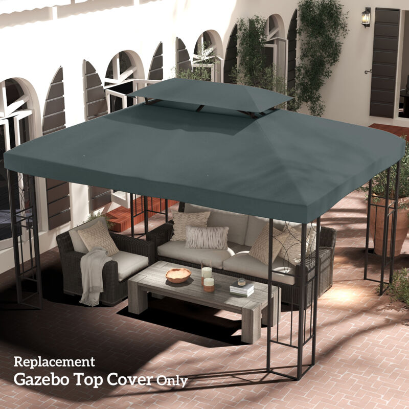 Tetto Di Ricambio Outsunny Per Gazebo In Metallo 3x4 M, Tetto Per Gazebo Idrorepellente Con Doppio Strato, Copertura Di Ricambio Per Gazebo Da Giardino, Tenda Per Feste, Tenda Da Giardino, Poliestere,