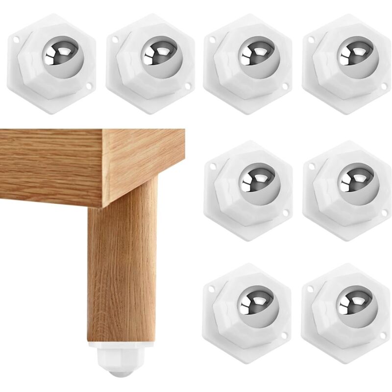 Ruote Per Mobili, 8 Pezzi Mini Ruote Girevoli Per Carichi Pesanti 200 Kg, Ruote Girevoli A 360° Per Mobili Pesanti, Piccole Ruote Girevoli Per Mobili E Merci (bianco)