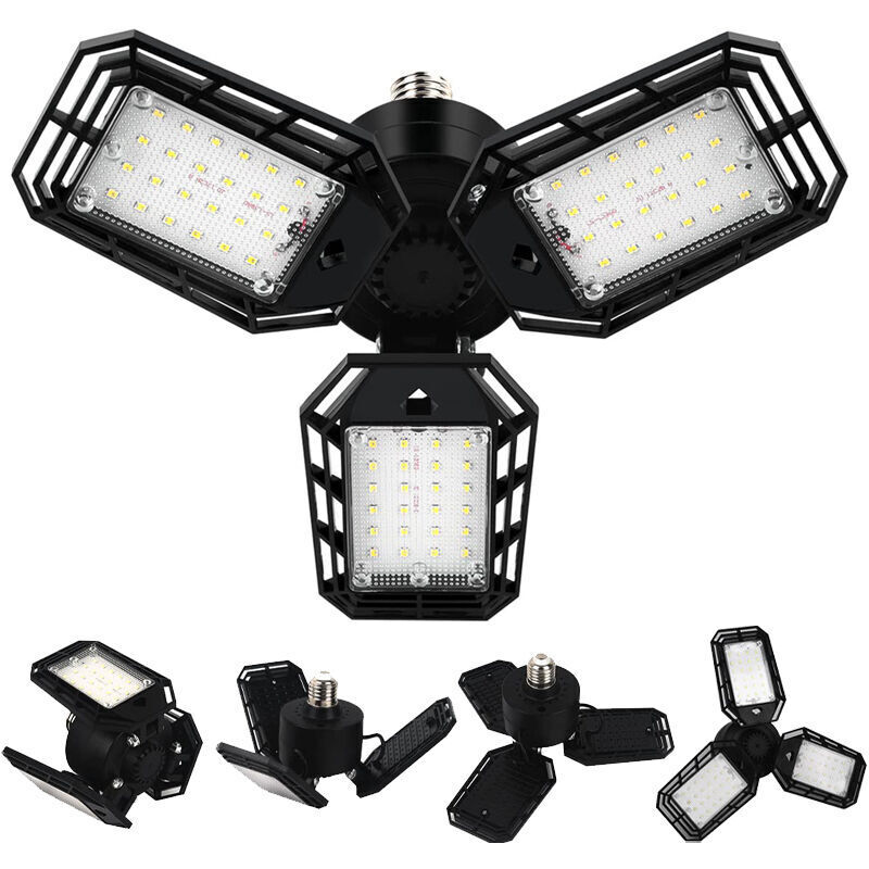 Luci A Led Per Garage, Plafoniera A Led Per Officina, Luce A Led A Vite Da 6500k Con 3 Pannelli Deformabili, Per Garage, Officina, Cantina, Attacco E27