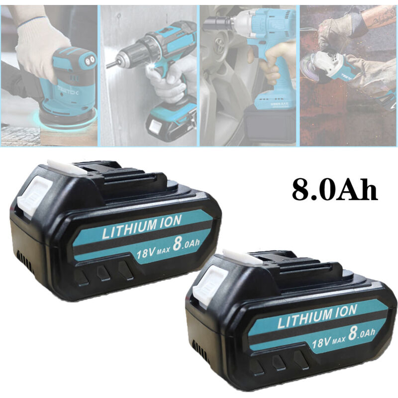 Mawiron - 2 Batterie Agli Ioni Di Litio Da 18 V 8,0 Ah, Batteria Di Ricambio Per Batteria Makita 18 V Bl1840b, Batteria Agli Ioni Di Litio, Con Indicatore Led, Compatibile Con Utensili E Caricabatterie Makita