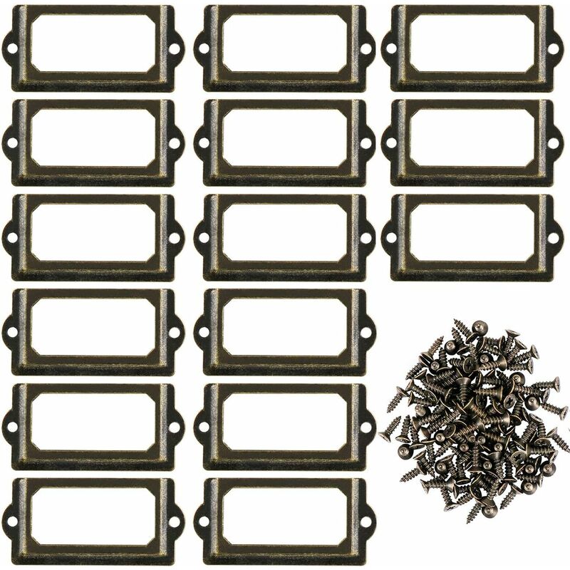 [mai Utilizzato] 30 Pezzi Porta Etichette Per Cassetti E Mobili In Metallo, Con Viti Per Scrivania, Libreria, Scaffale, Bronzo M 70 X 33 Mm
