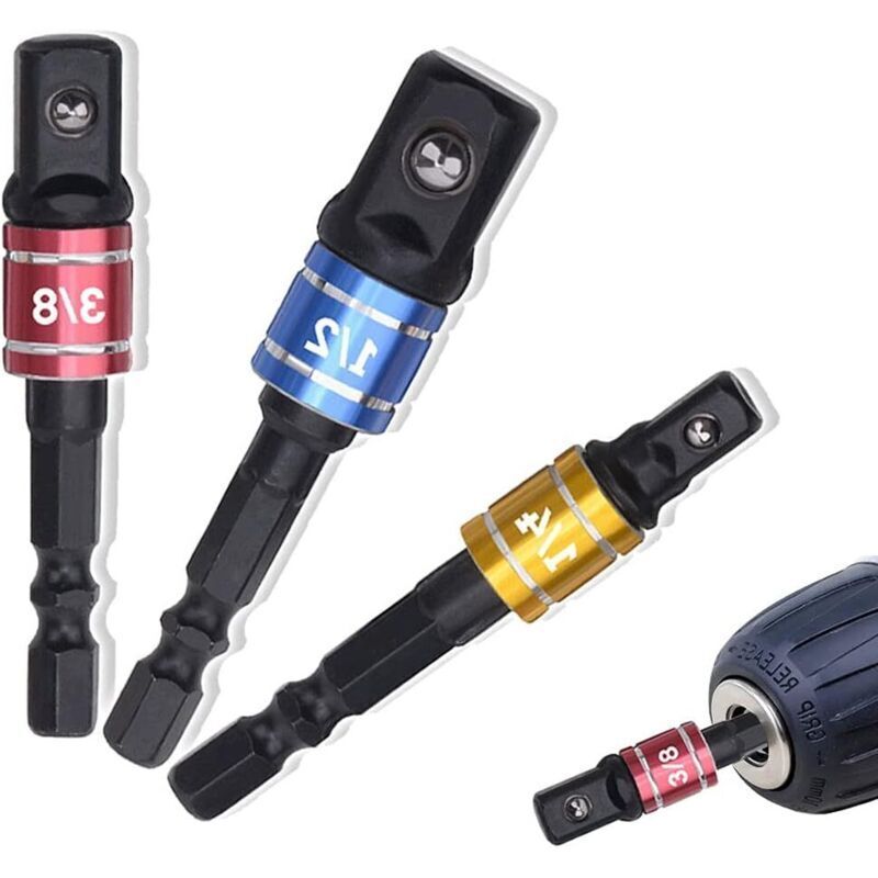 Adattatore Per Bussola Da 1/4", 3/8", 1/2", Adattatore Per Bussola Per Avvitatore A Impulsi, Adattatore Per Bussola Per Avvitatore A Impulsi, Bussola Per Trapano Avvitatore, Set Di Prolunghe Colorate