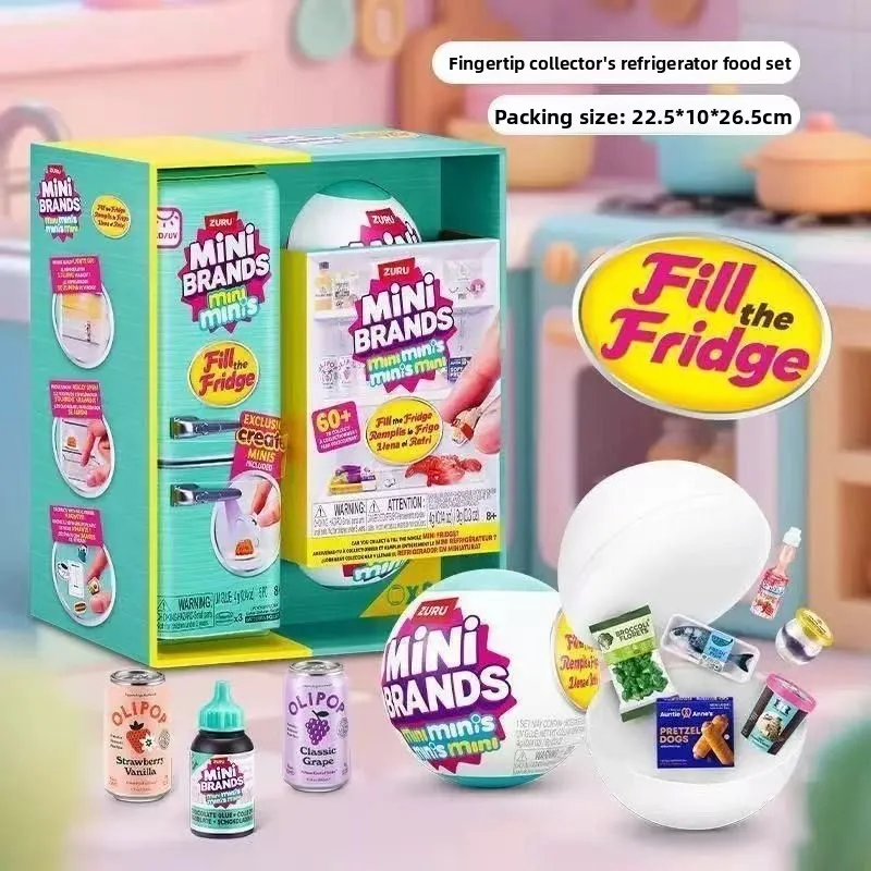 Mini-Kühlschrank-Set Spielzeug Spielhaus Miniatur-Kühlschrank MINI Marken Lebensmittelbälle Überraschungsbox Image