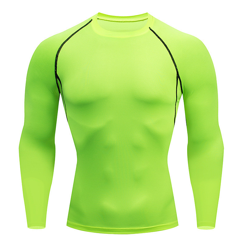 Men's T Shirt Gym Shirt Compression Shirt Fitness Shirt Men Tops Crew Neck Long Sleeve Vacation Sports Outdoor Going out Casual Daily Quick dry Sweat wicking Breathable High Elasticity Plain Green