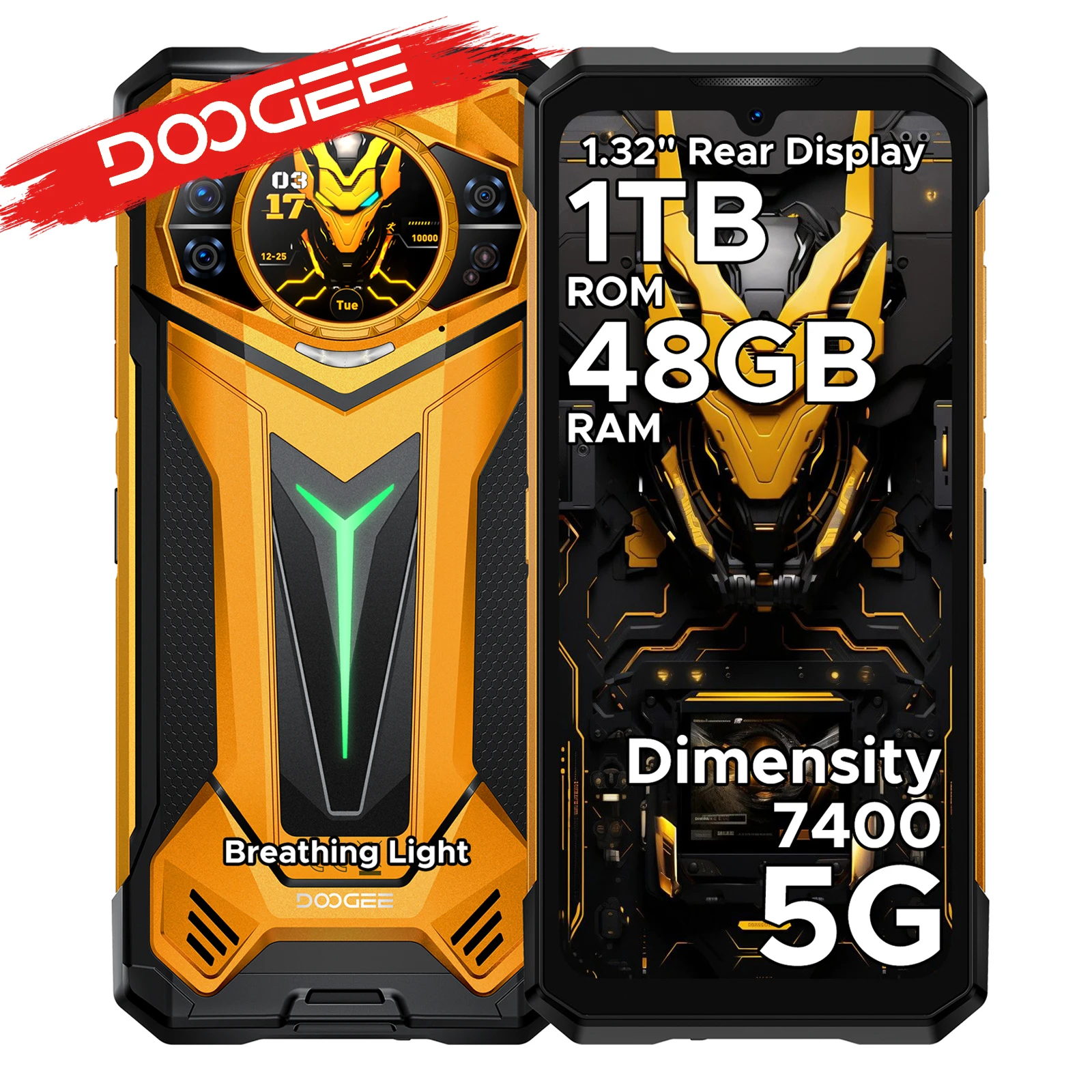 Robustes Smartphone DOOGEE S200 Ultra 5G AI 6,72 Zoll Dimensity 7400 48 GB RAM (12 36) 1 TB ROM Akku 11000 mAh Android 15 NFC Smart Image
