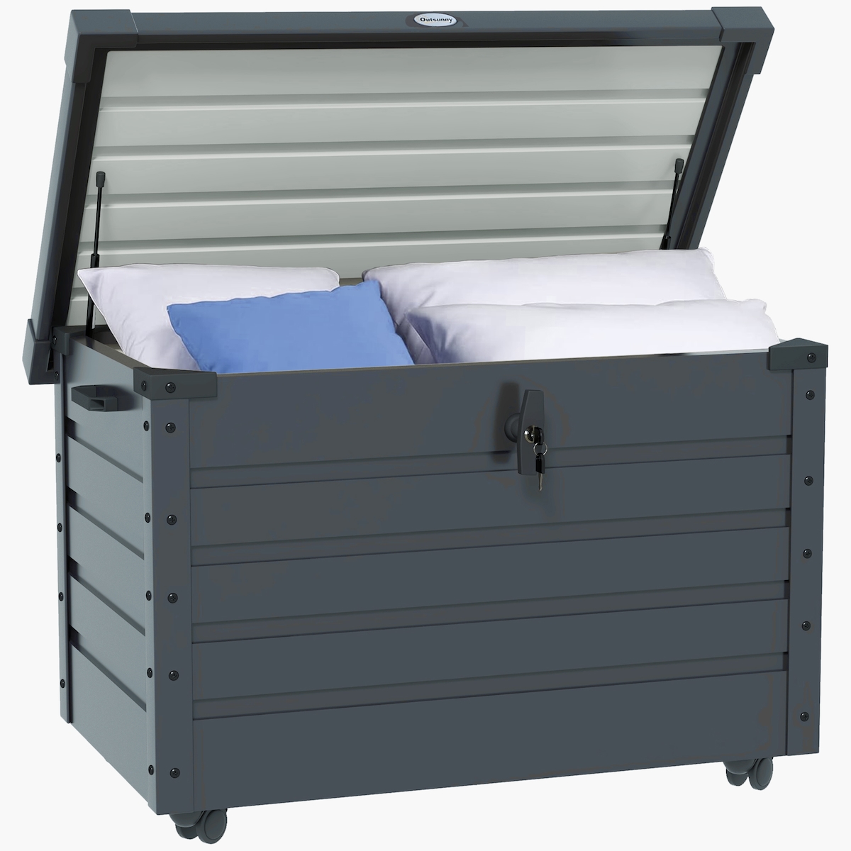 MODFU Standard Gartenbox aus Stahl dunkelgrau 100x62x65 cm, abschließbar, mit Rollen und Griffen Image