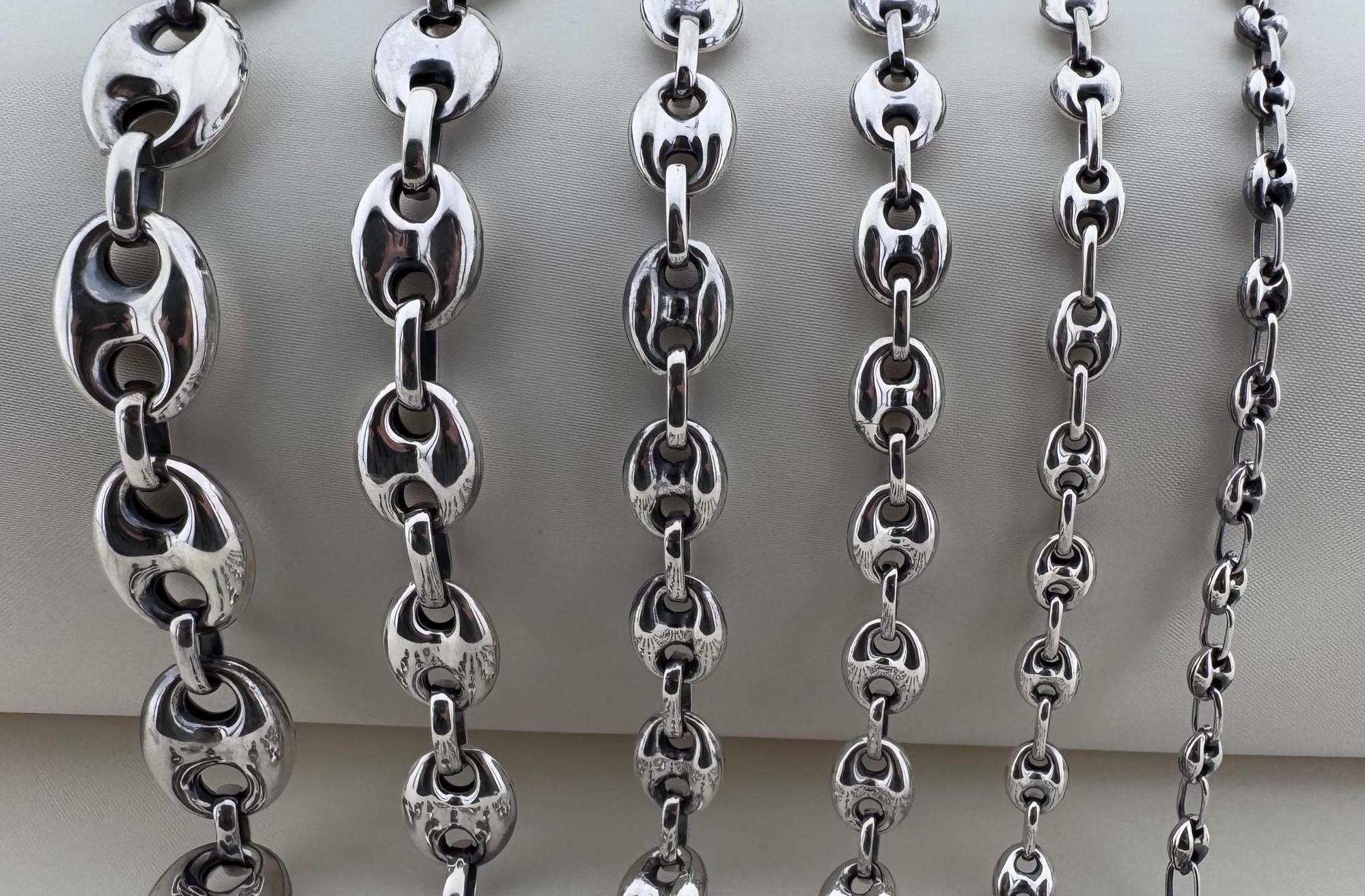 Argento sterling 925, gioielli in argento ossidato, collana da donna, catena cava, bracciale da uomo, catena marinara, argento rivestito al radio