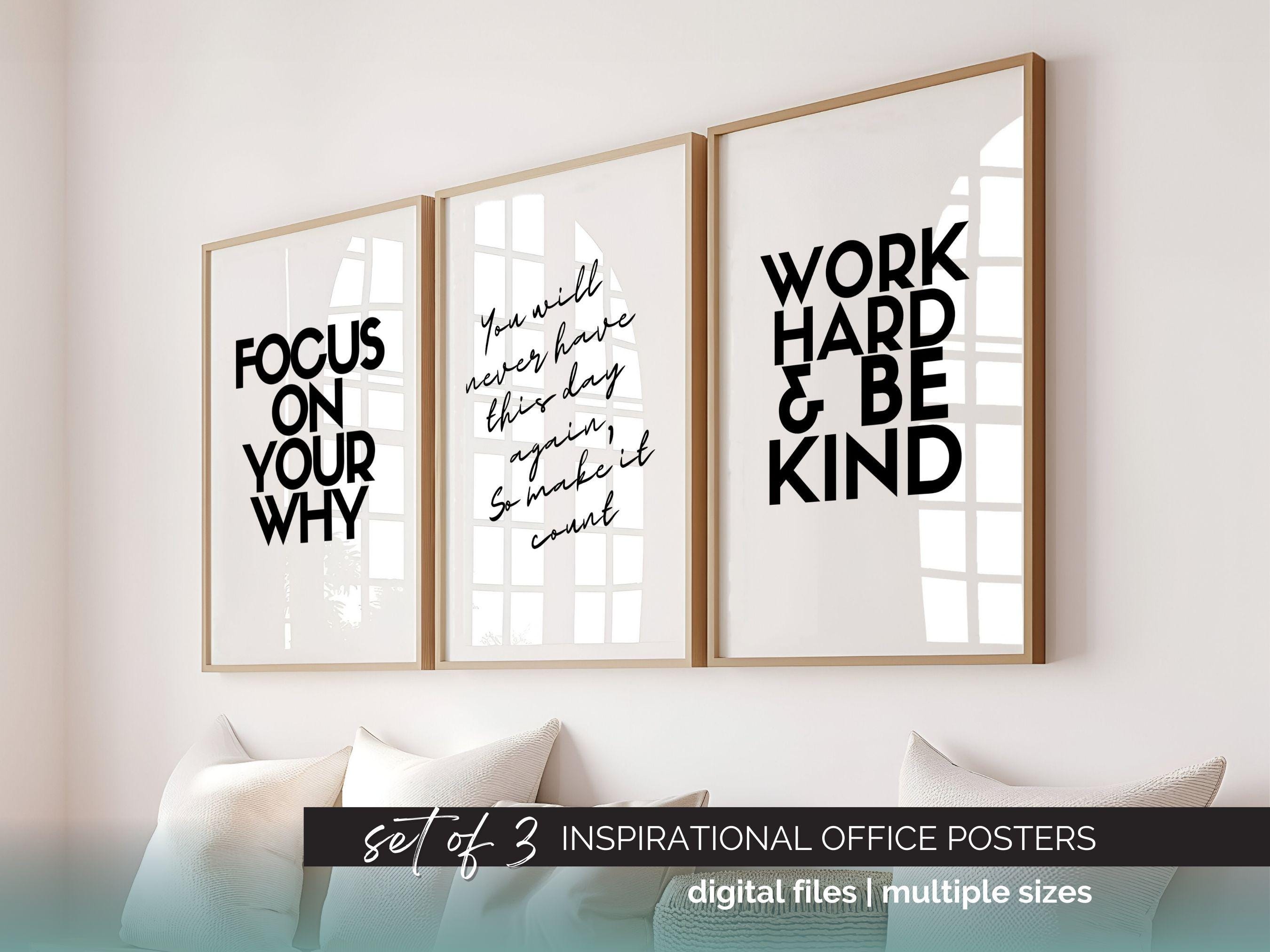 Set di 3 stampe digitali da parete ispiratrici, poster con citazioni motivazionali per l'arredamento dell'ufficio femminile, stampe con citazioni edif