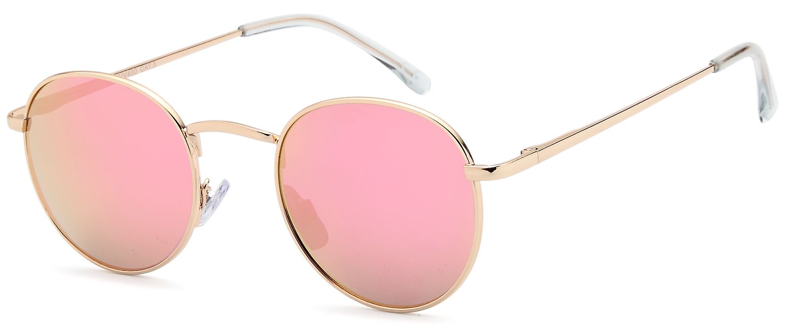 Sonnenbrille STYLEBREAKER "Sonnenbrille Pantobrille rund", Damen, pink (gestell gold, glas pink verspiegelt), Modisch, Sonnenbrillen Sonnenbrille