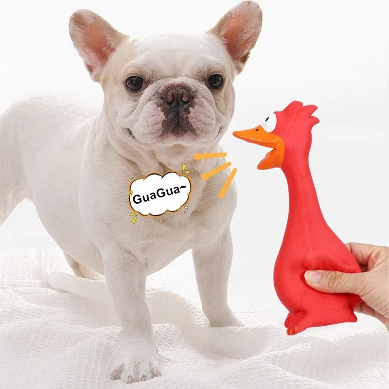 Kauspielzeug für Hunde, Huhn, quietschendes Spielzeug für kleine, mittelgroße und große Hunde, interaktives, bissfestes Zähneknirschen, Hunde-Sound-Spielzeug Image