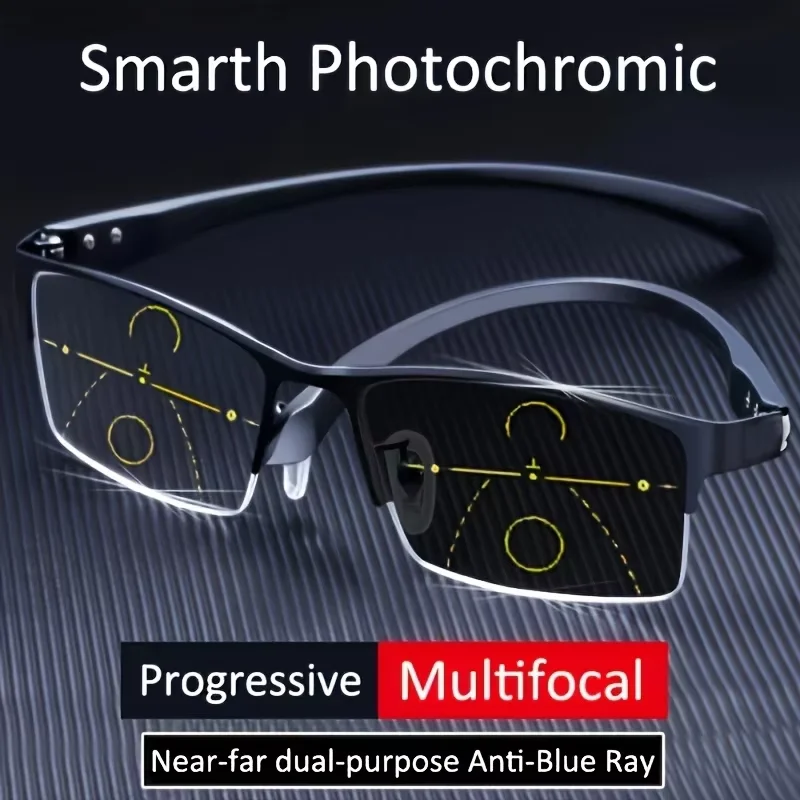 TR90 Flexible tempel Photochrome Progressive Lesebrille Männer Hyperopie Presbyopie dioptrien Outdoor Presbyopie Objektiv Brillen Image