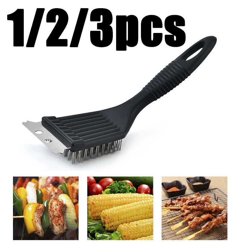 1/2/3PC Tragbare Grill Reiniger Pinsel Outdoor Grill Pinsel Und Schaber Grill Draht Pinsel Mit kunststoff Griff BBQ Reinigung Werkzeug Image