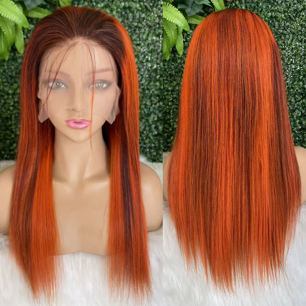 350/4 # 13x4 Lace Front Perücken BUG/99J # Gerade Echthaar-Perücken Gerade Lace-Closure-Perücken Modische Glattes-Haar-Perücke HairUGo Image