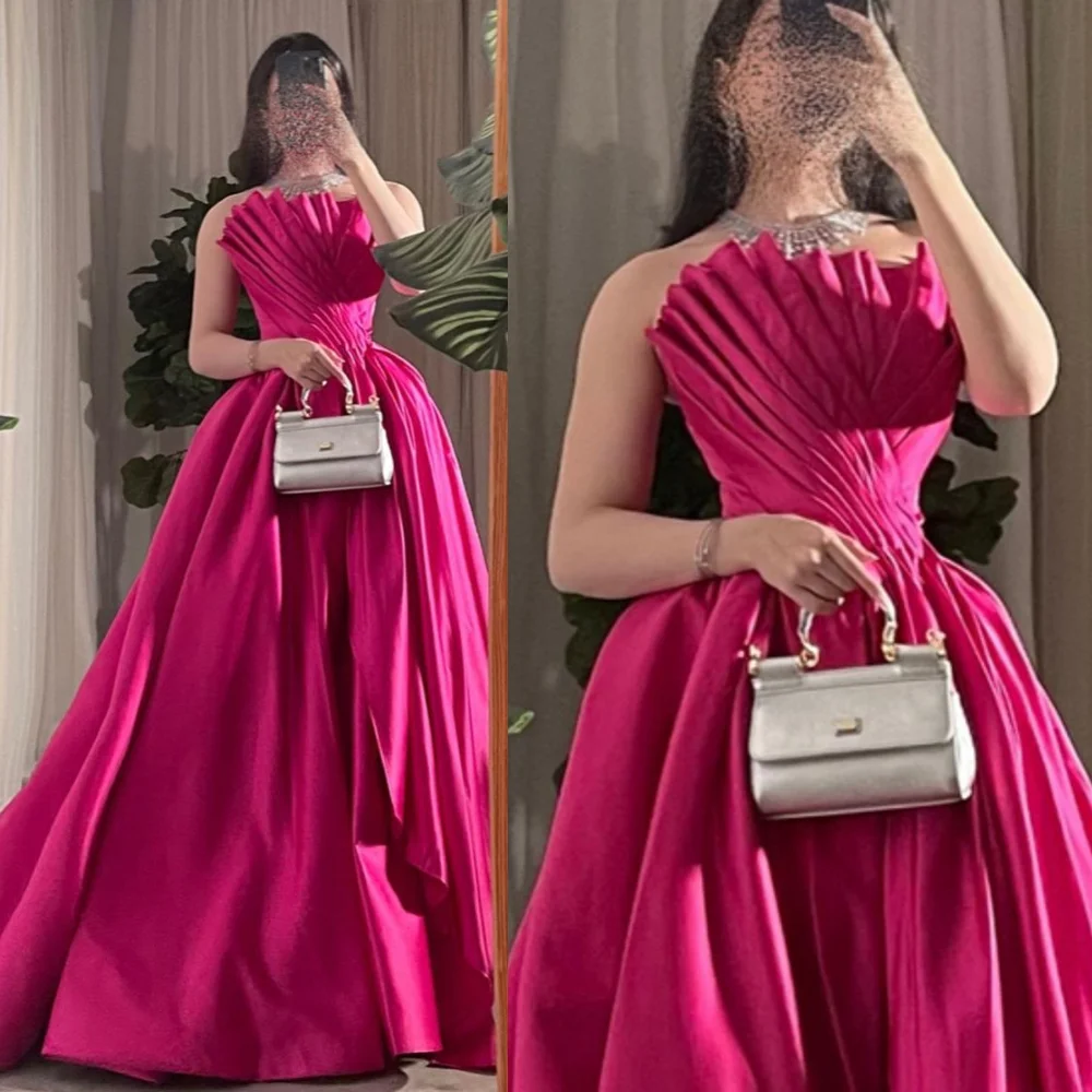 Maßgeschneiderte Ballkleider, elegantes, trägerloses Ballkleid, drapiert, gerafft, offener Rücken, Taft, Anlass, Abend, Vestidos De Ocasião, formell Image