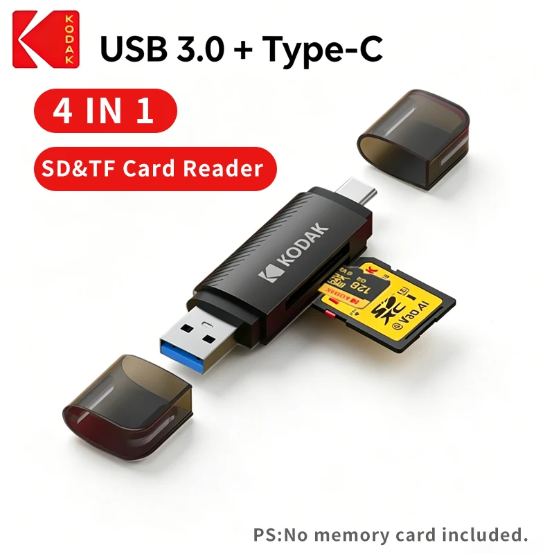 Kodak C210 USB 3.0 & Typ C 4-in-1 Kartenleser für SD-Karte Micro SD TF-Karte Adapter für MacBook PC Laptop Image
