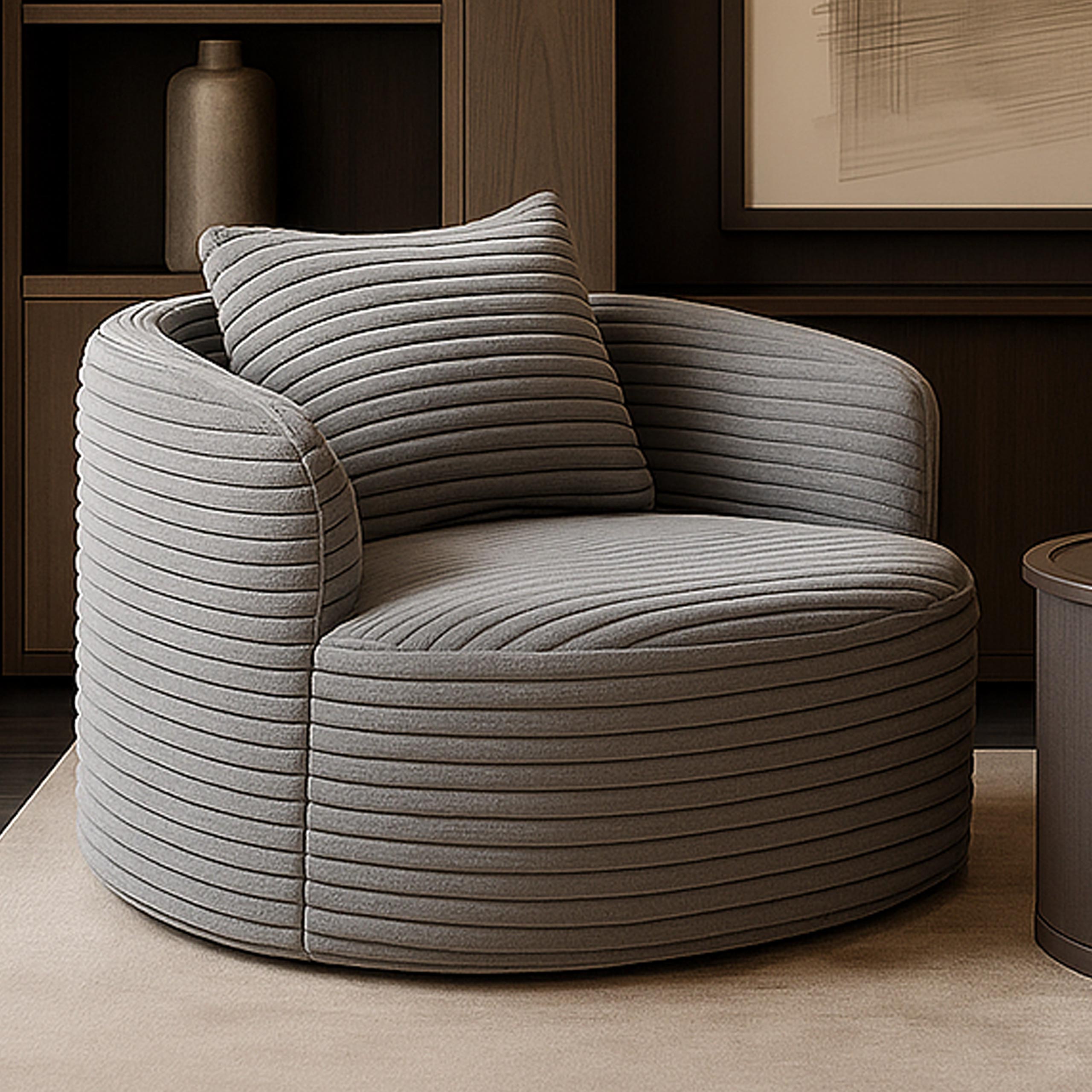 Sessel HWC-P18, Loungesessel Relaxsessel Polstersessel Cocktailsessel, Stoff/Textil Cord (370g/m²) ~ hellgrau