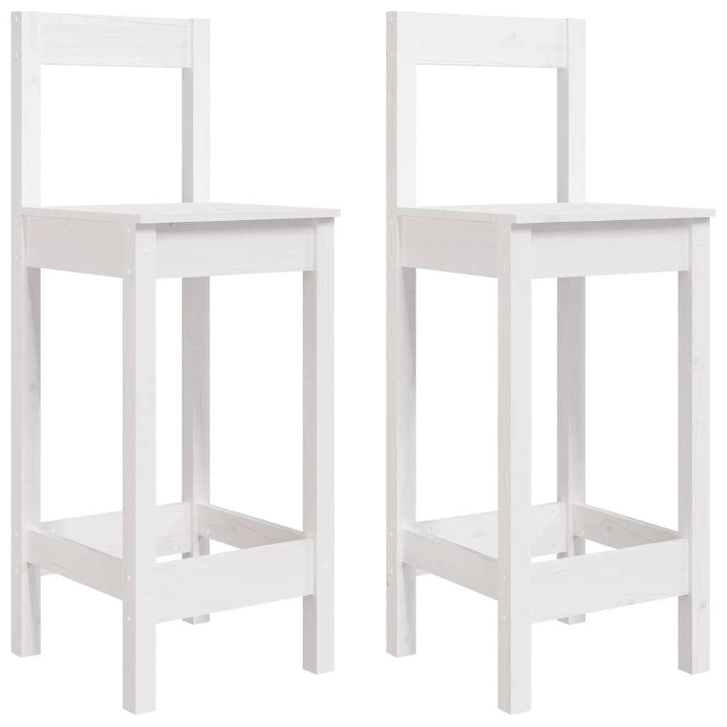 Décoshop26 - Set aus zwei rustikalen Barhockern 40 x 41,5 x 112 cm aus weißem Kiefernholz DEC025183 Image