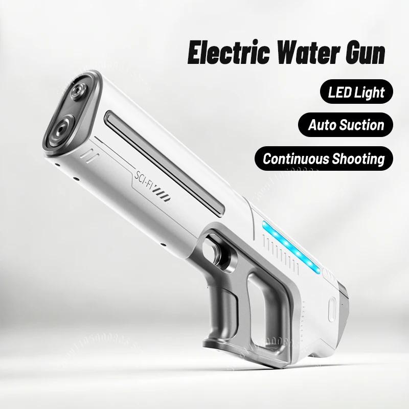 Elektrische Wasserpistole mit Automatischer Ansaugung, LED-Licht, Dauerfeuer, Hochdruck, Sommer-Strand-Pool-Wasserblaster-Spielzeug für Erwachsene und Kinder Image