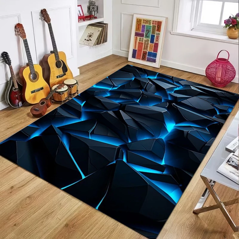 Moderner Neon-Geometrie-Druck Teppich Rutschfester Langlebiger Bodenteppich für Wohnzimmer Schlafzimmer Büro Spielzimmer Heim-Dekoration Image