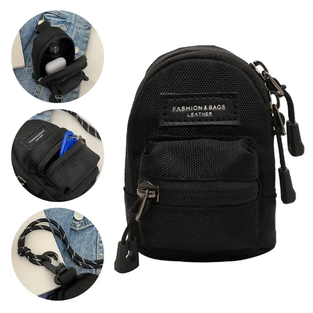 Modischer Mini-Rucksack, Münzgeldbörse für Schlüssel, Kopfhörer, tragbare Stoff-Geldbörse mit Umhängeband, Umhängetasche, Geschenk für Studenten Image