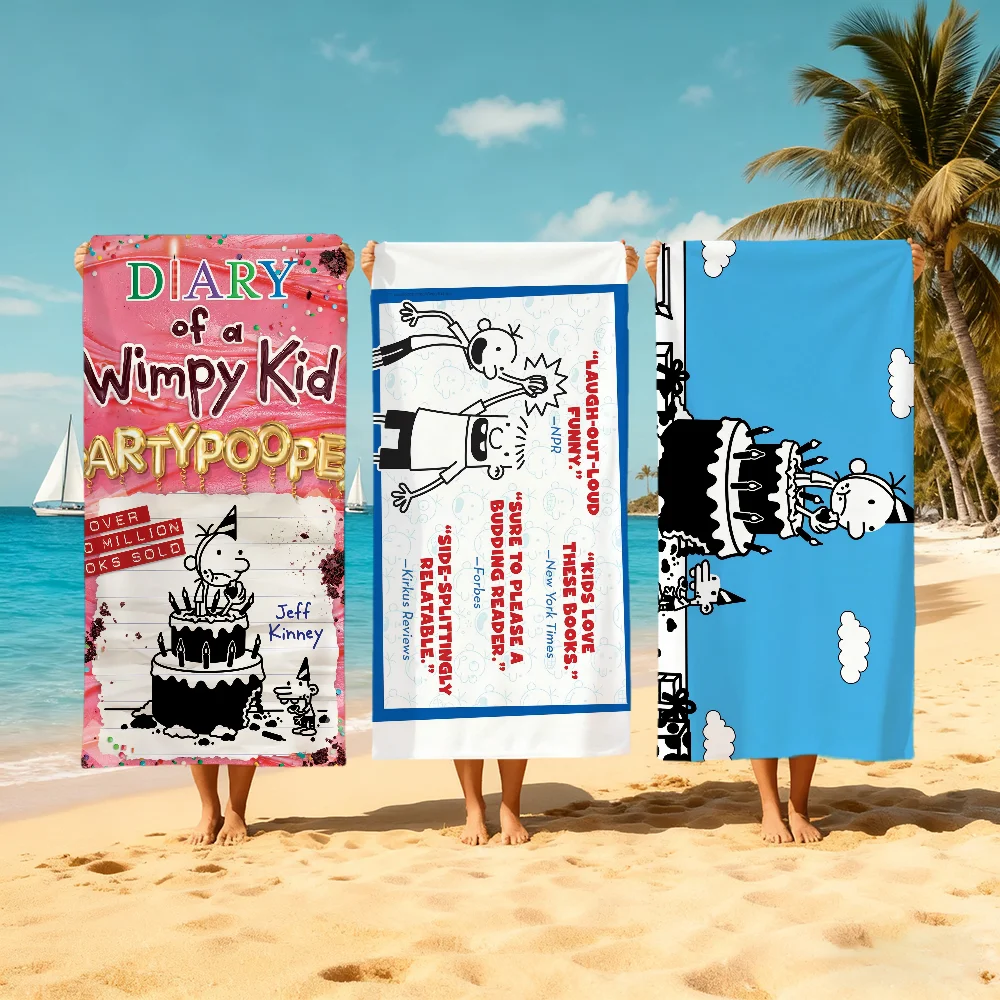 D-Diary Anime Niedliches W-Wimpy Kid Handtuch, Strandhandtuch, schnell trocknend, weich, Poolhandtücher, Geschenk für Reisen, Fitness, Dusche, Camping, Sport Image