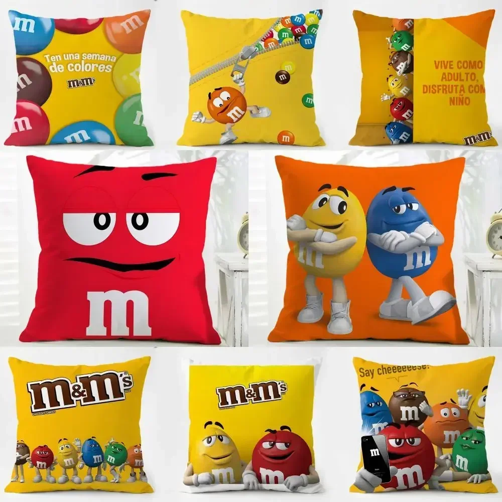 Modischer M&M's Schokoladen-Meme-Kissenbezug aus Island, waschbar, aus Leinen, weich, für den täglichen Gebrauch auf Sofa, Bett, Heim- und Raumdekoration Image