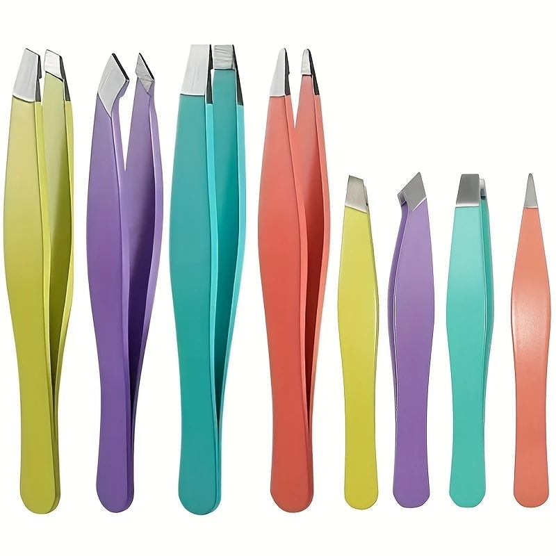 Bestes 3,7-Zoll-Pinzetten-Set – Professionelle Augenbrauenpinzetten aus Edelstahl – Präzise Entfernung von Gesichtshaaren, Schmutz und eingefahrenen Haaren Image