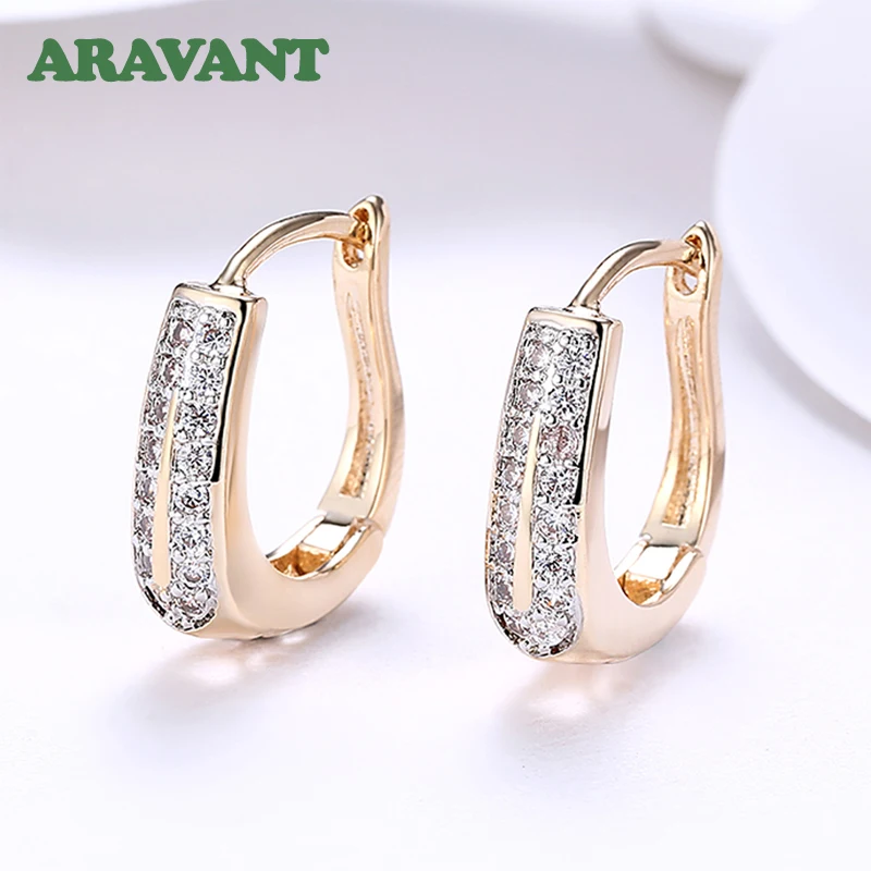 Aravant Creolen aus 925er-Sterlingsilber, 18 Karat Gold, U-förmiger Zirkonia, für Damen, Modeschmuck Image