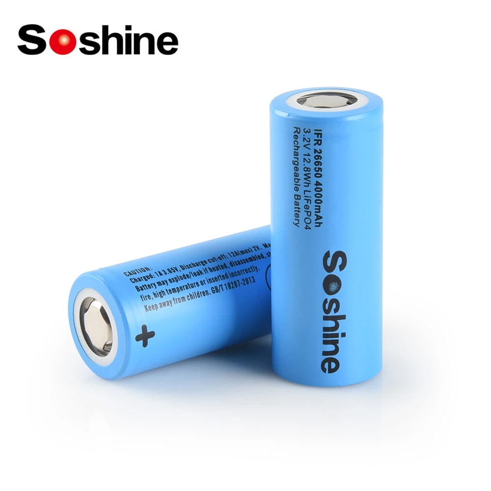 Soshine 3,2 V 4000 mAh Akku LiFePO4 26650 Batterien 4000 mAh 26650 Batterie für Laser Taschenlampe RC Spielzeug Hubschrauber Image