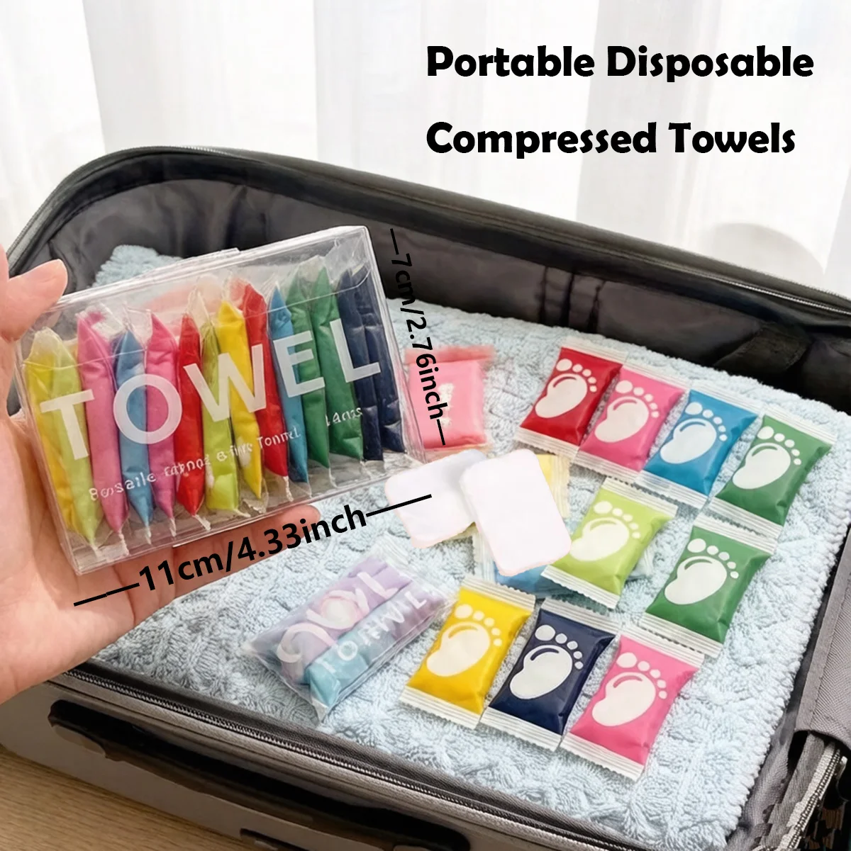 14er-Pack tragbare, komprimierte Einweg-Handtücher, verdickte komprimierte Gesichtstücher, ideal für Reisen und den Heimgebrauch. Image