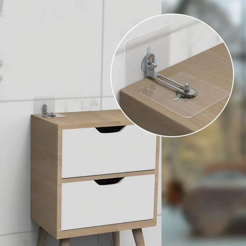 2 Stück TV-Schrank-Fixierer, Anti-Kipp-Vorrichtung, Sicherheits- und Kippschutz für Bücherregale, TV-Schrank, Schuhschrank, Kleiderschrank, selbstklebend