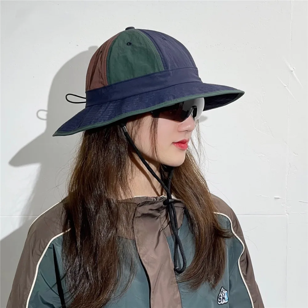 Retro-Farbblockierung Bucket Hat UPF 50 Plus Schnelltrocknend Leichtes Design Sommer Outdoor Wandern Camping Trekking Sonnenschutz Image