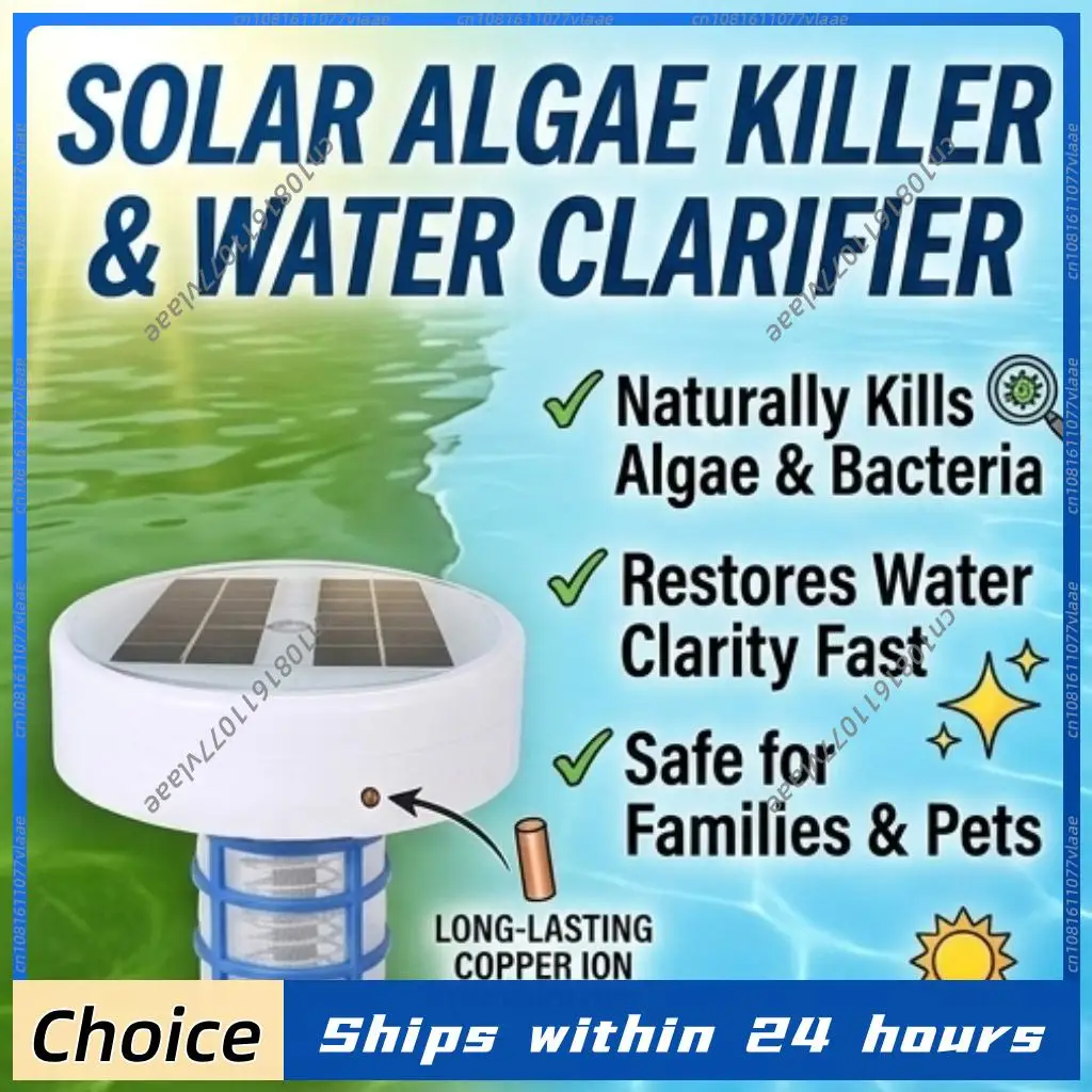 Solarbetriebener Pool-Ionisator und -reiniger gegen Algen, Wasserreinigungssystem mit Kupferanode für oberirdische Pools, Teiche und Spa-Ausrüstung Image