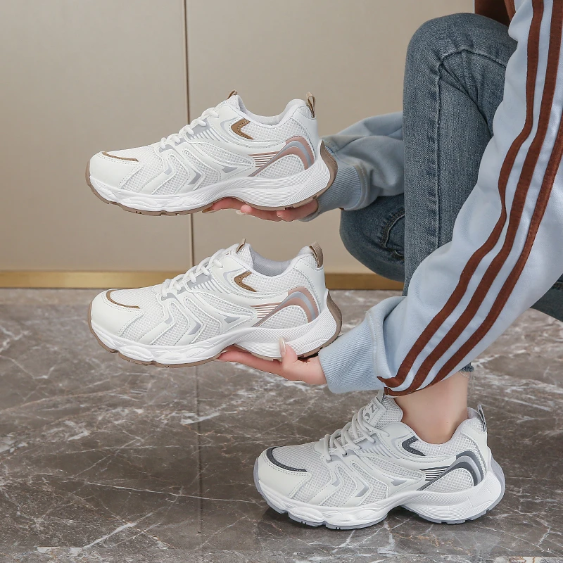 Frühling und Herbst Neue Rundkopf-Sneaker mit Dicker Sohle, Bequeme Freizeitschuhe, Modische Bestseller, Atmungsaktive Elegante Sportschuhe