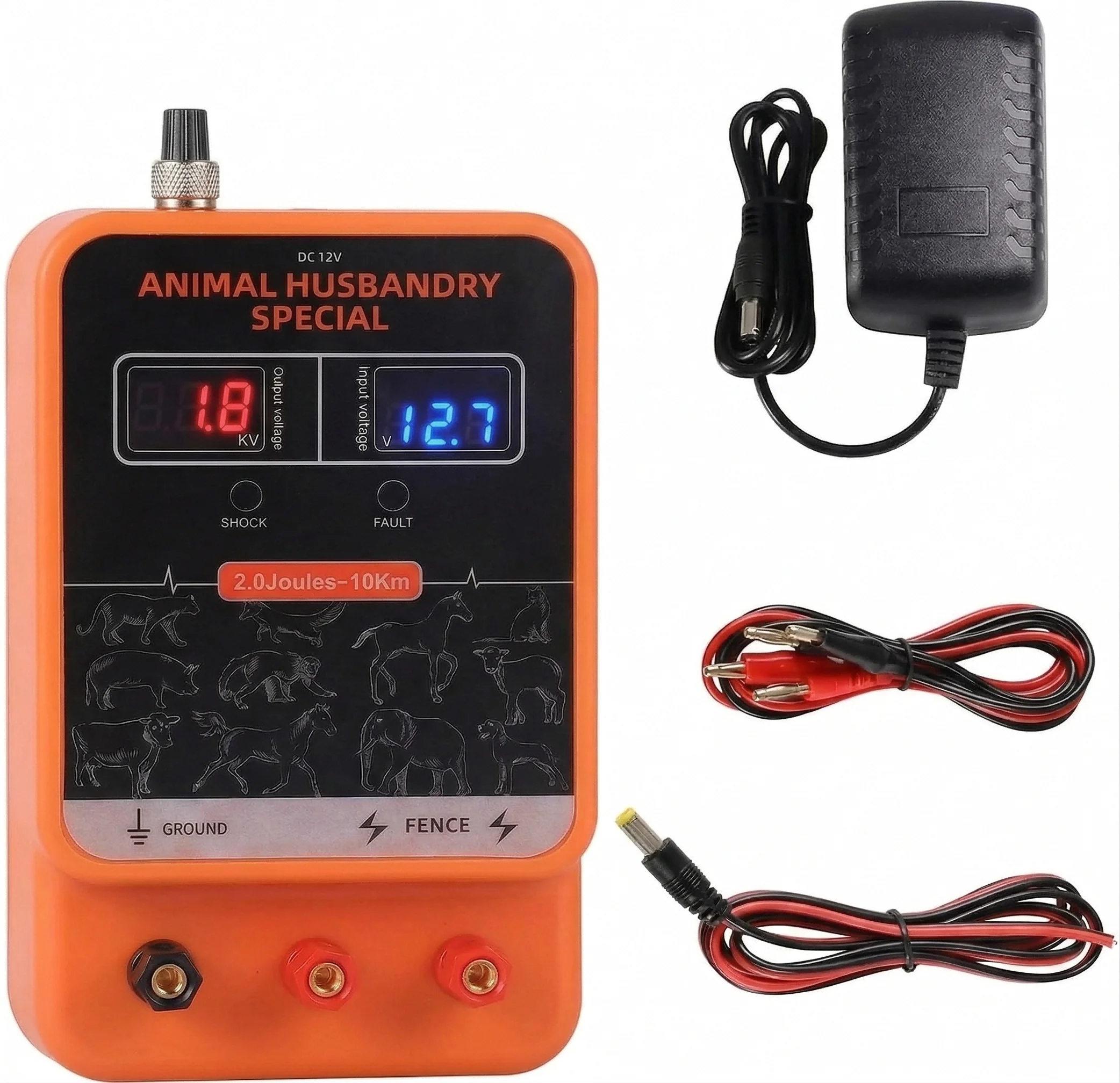 Elektrozaun-Ladegerät Energizer 2 Joule 10KM AC DC 2-in-1 Stromversorgung Eingang 12V Ausgang 8 KV bis 14KV mit Display Image