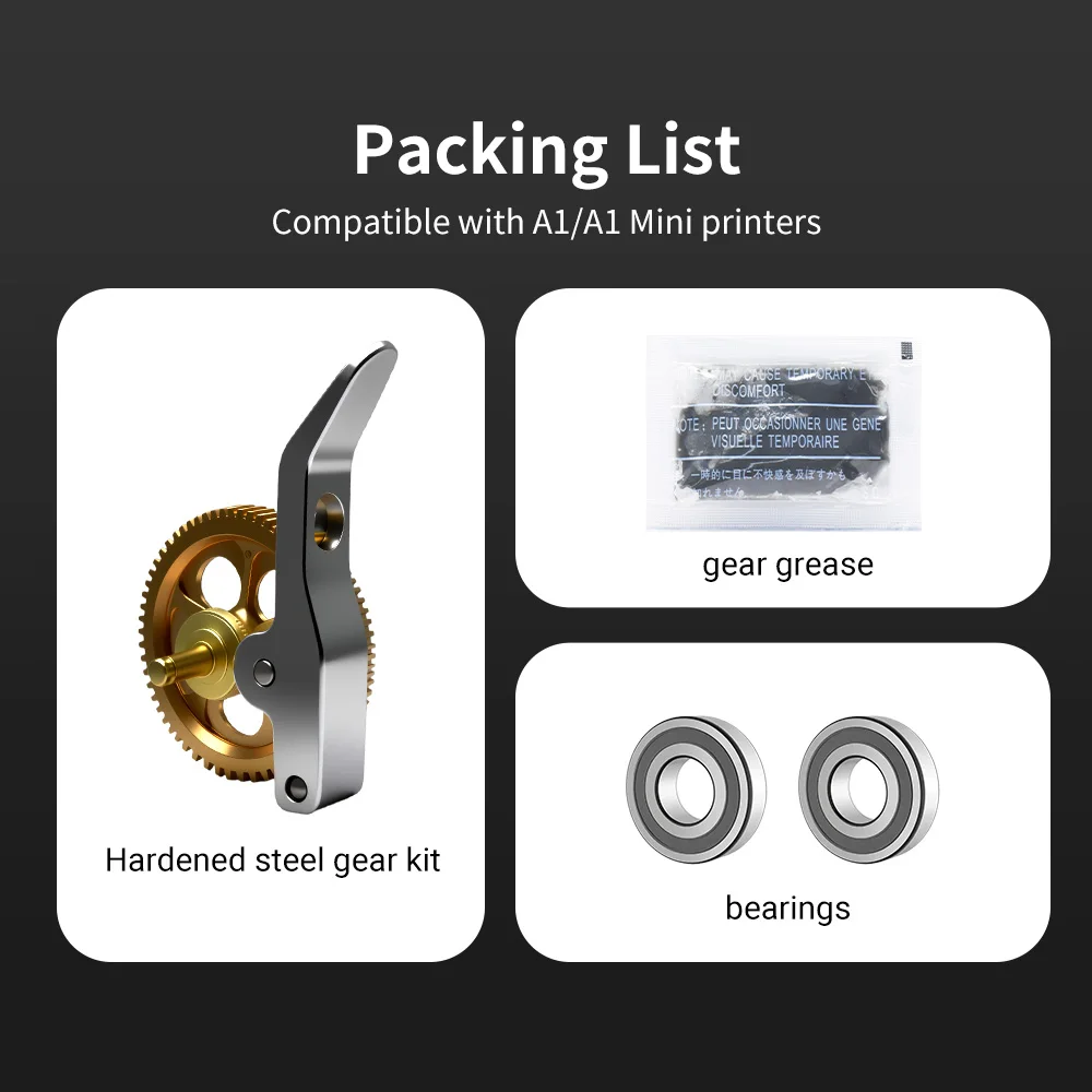 Verbessertes Extruder-Getriebe für A1 Lab RNC, nanobeschichtetes, gehärtetes Stahl-Schneckengetriebe, verschleißfest, für A1 Mini 3D-Drucker-Zubehör Image