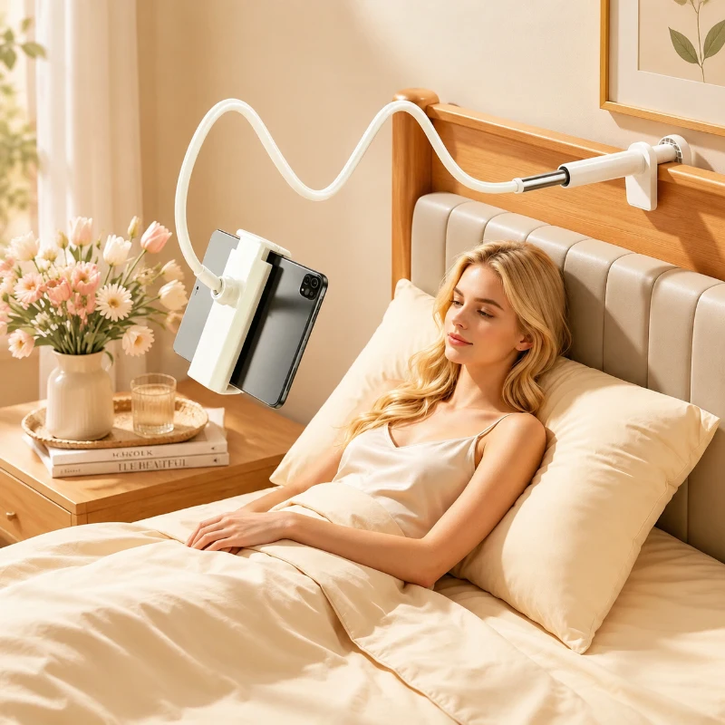 100CM Flexibler Langarm-Handyhalter, 360° ° Drehbarer Clip-Bettständer, Universalhalterung für 4-11 Zoll iPad, Handy & Tablet Image